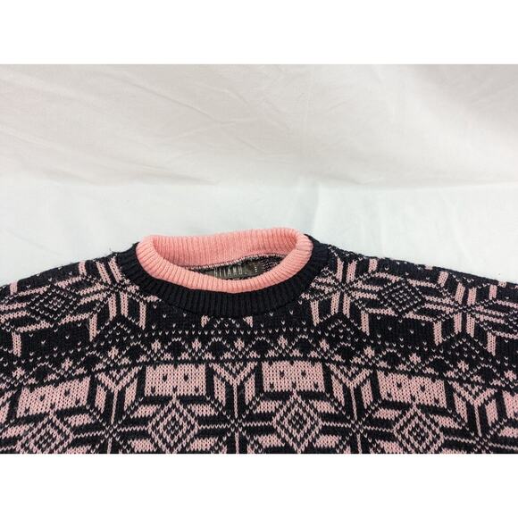 Vtg Gitano Plus Pink Black 44/24W Made in USA Geometric‎ Acrylic Sweater - Picture 6 of 11